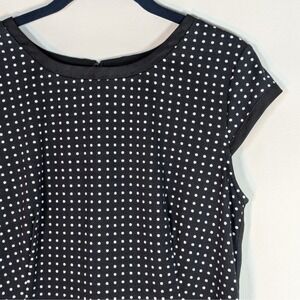 Hal Rubenstein Black White Polka Dot Cap Sleeve Sheath Dress Size M